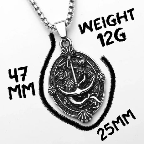 Anchor Mermaid Amulets Necklaces Stainless Steel Pendant Chain