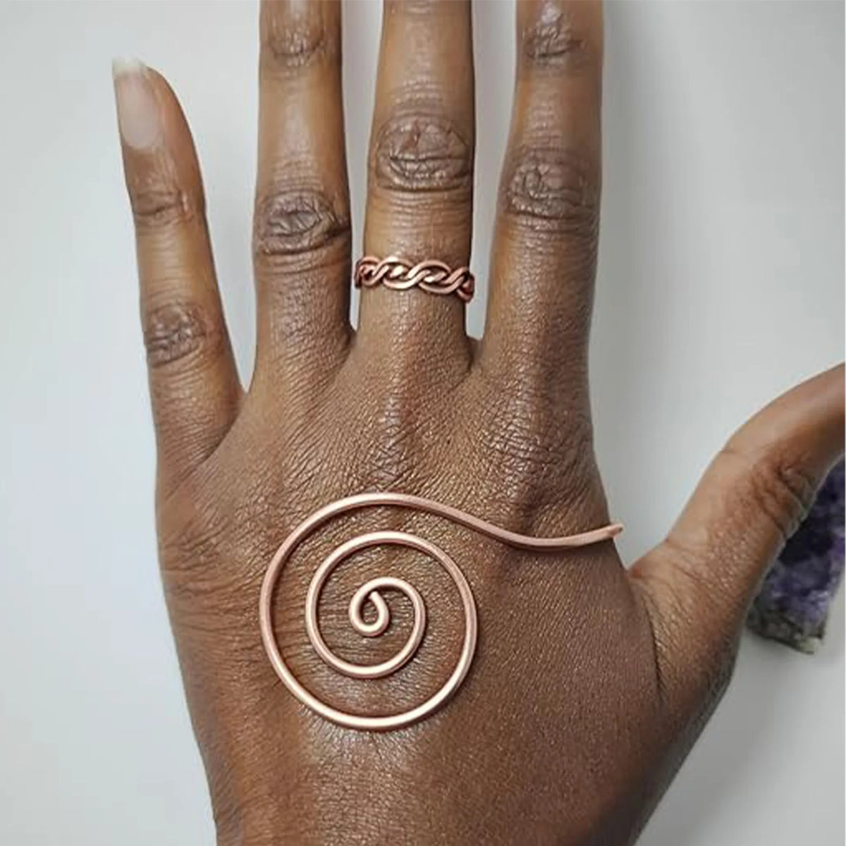 Adjustable Copper Spiral Palm Cuff Handmade Jewellery for Meditation & Energy Healing