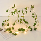 2/5/10M Silk Leaves Fake Creeper Green Leaf Ivy Vine LED String Lights Artificial Plants Decor