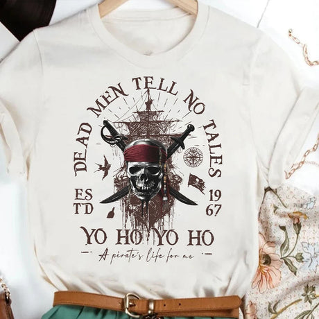 Dead Men Tell No Tales T-Shirt Pirates Of The Caribbean Cotton Tee A Pirate Life For Me