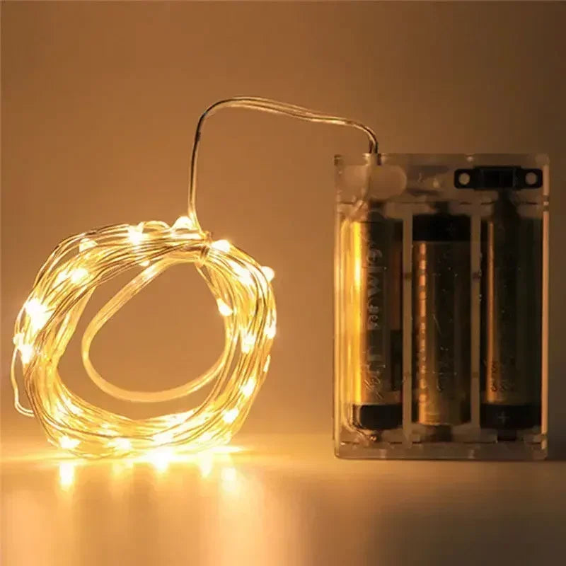 1m-30m Copper Wire LED String Light 8 Colours Fairy Lights Battery Powered