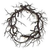 Halloween Black Twig Wreath With Red LED Light Front Door Hanging Home Decor