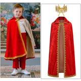 The Boy King Birthday Party King Robe Cape Cloak with Crown Sceptre