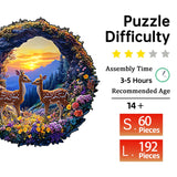 Spring Mountain Deer Unique Shape Wooden Jigsaw Puzzles