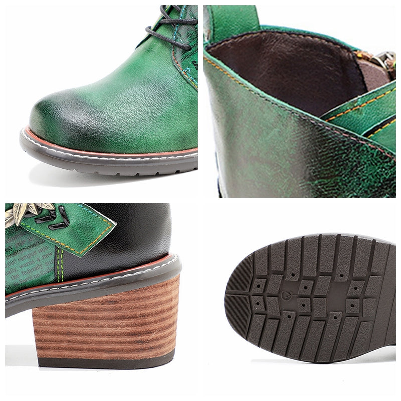 Wickedly Green Sheepskin Leather Ankle Boots