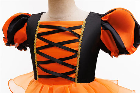 Orange Witch Halloween Cosplay Tiered Cake Dress