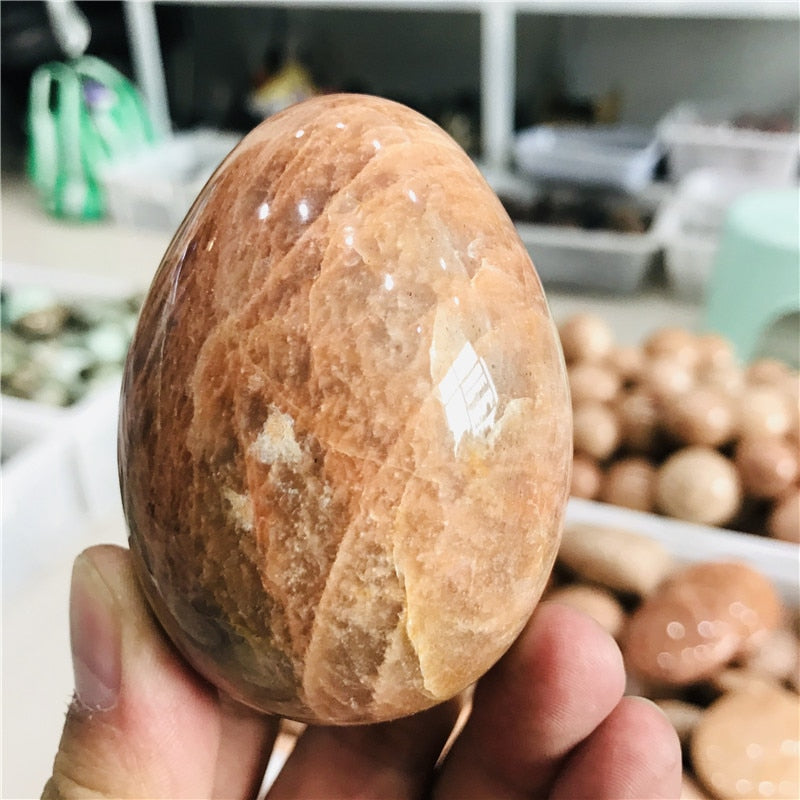 Natural Moonstone Quartz Crystal Egg