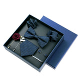 Men's 8pcs Tie Set Wedding Cravat Silk Bowtie Pocket Square Cufflinks Brooch Box Set Gifts For Men
