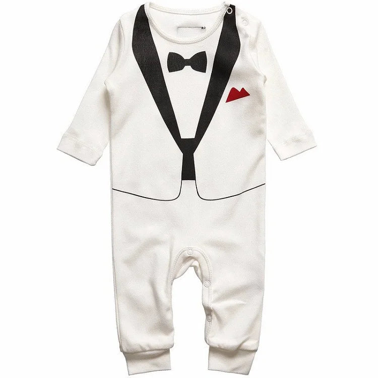 Baby Boy Gentleman Tuxedo Romper Cotton Clothes Newborn One-Piece Outfit Party Suit