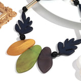 Resin Acrylic Leaf Pendant Necklace