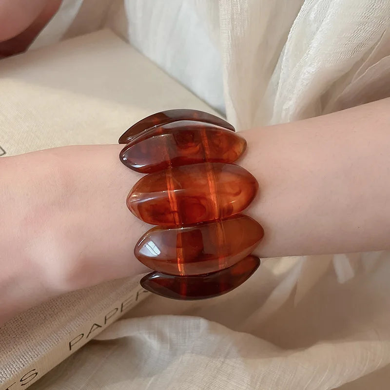 Smudged Oval Acrylic Elastic Bangles Bracelets
