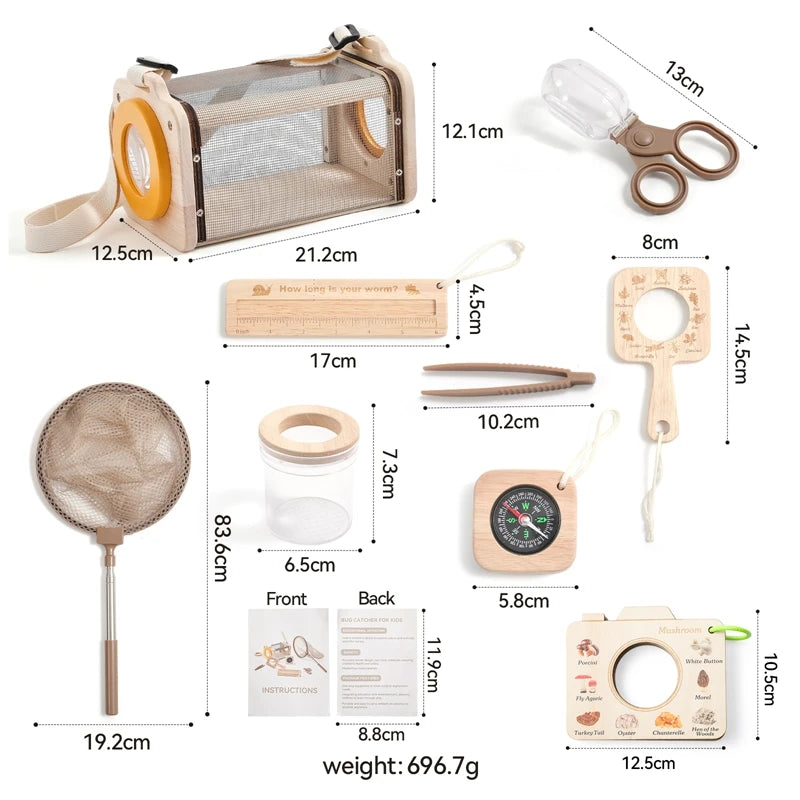 9PCS Outdoor Nature Exploration Kit Kids Insect Observation Box Bug Viewer Catcher Set Educational Toys