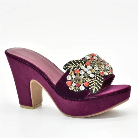 Gabby's Shoes Wedding Party Pumps with Rhinestone Platform Heels