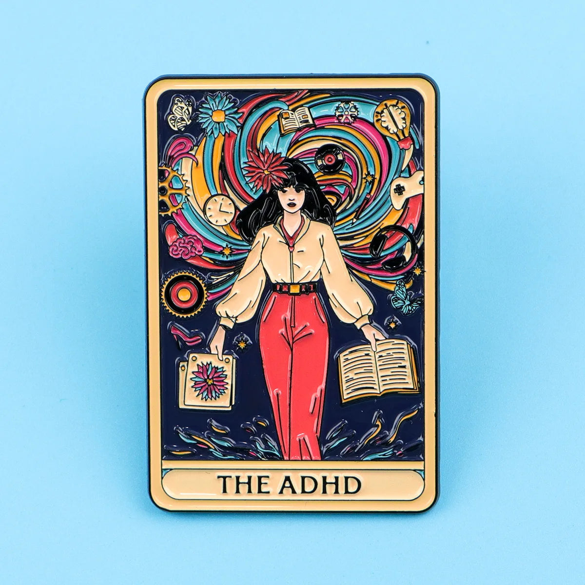 The ADHD Tarot Card Enamel Pin Brooches Badge Lapel Pin