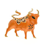 Enamel Bull Brooch