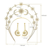 Halo Crown Sun Moon Stars Drop Earrings