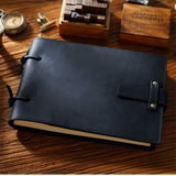 Stitched Genuine Leather Notebook 6 Colours Handmade Journal with Lock Blank Kraft Paper 200 Pages Sketchbook