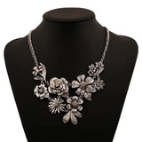 Metal Flower Bouquet Chunky Necklace