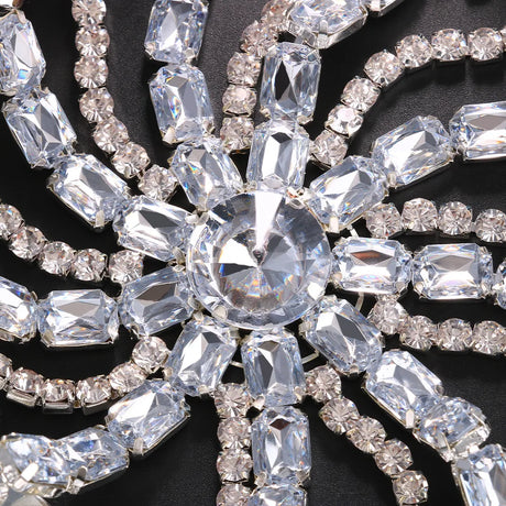 Bling Performance Rhinestone Long Fringed Hair Chain Wig Stage Headwear