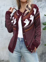 Halloween Ghosts Pumpkin Spice Cardigan