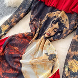 Madelegna's French Renaissance Oil Painting Long Sleeve Dress
