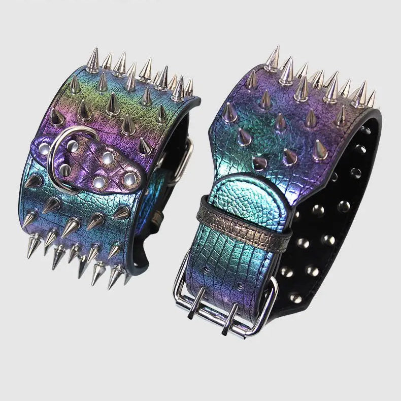 ROAWRRR Dragon Laser Leather Ultra-wide Small and Medium Dog Collar Pet Accessories