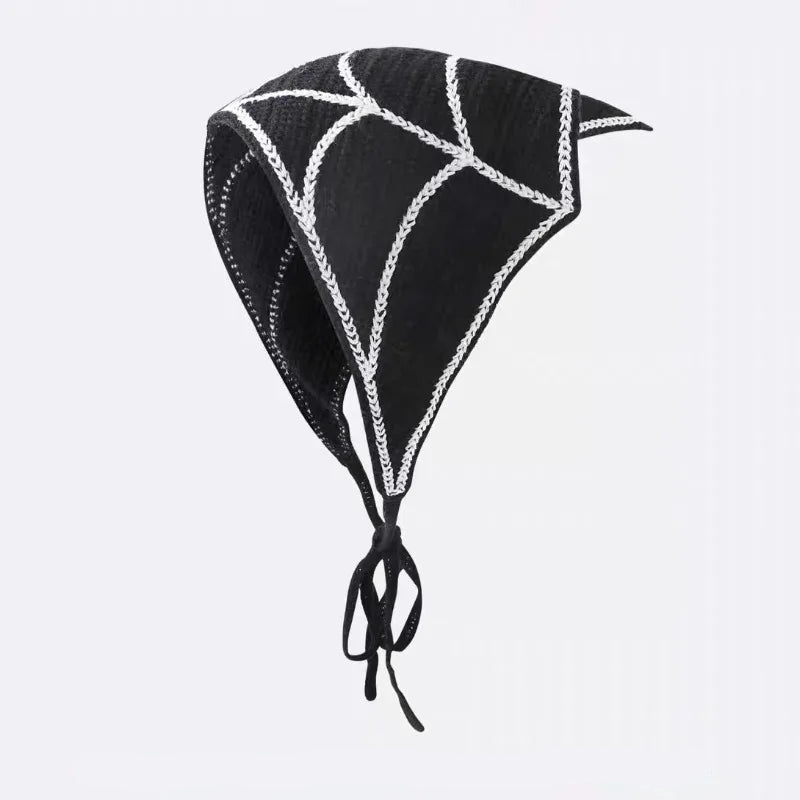 Skulls Bats Spiderwebs Halloween Crochet Headscarves Knitted Cotton Triangle Scarf