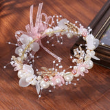 Girls Pearl Flower Wreath Floral Garland Head Hoop