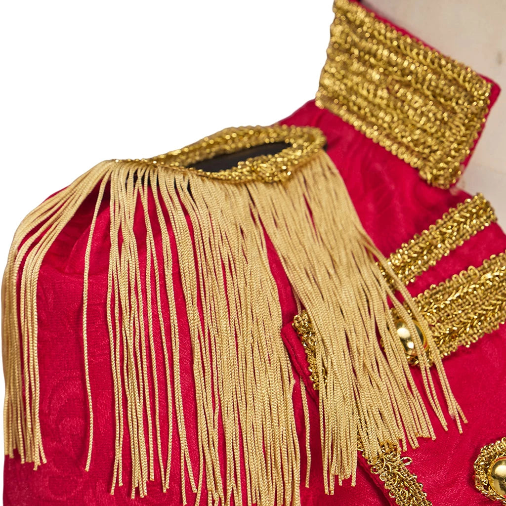 Ringmaster Jacket Regency Queen Red Fringed Military Tuxedo Women Gothic Steampunk Victorian Officer Uniform Coat