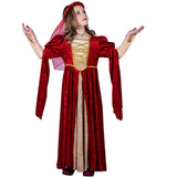 Girl's Renaissance Costume Medieval Court Red Fancy Dress Outfit