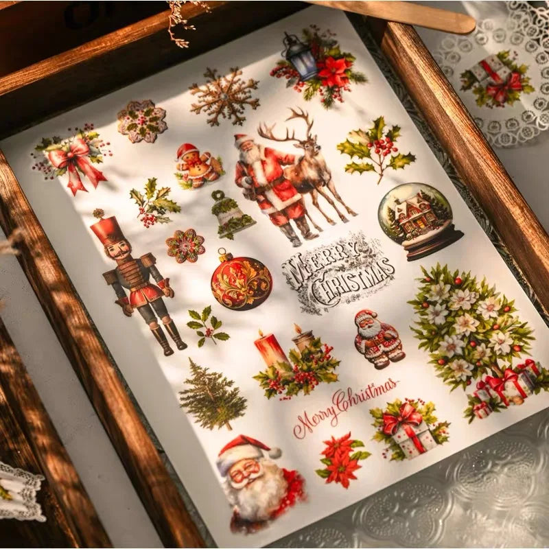 Vintage Christmas RUB ON Transfer Stickers Large DIY Craft Scrapbooking
