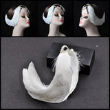Ballet Swan Lake Headwear White Black Feather Headband With Crystal Rhinestones Ballerina Headdress