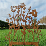 Rusty Metal Wildflower Stake Garden Decor