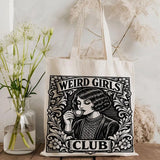 W-Weird G-Girls Club Storage Bags Double-Sided Print Canvas Tote Bag Large Capacity Shopping Bag