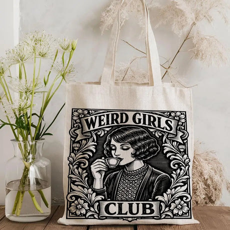 W-Weird G-Girls Club Storage Bags Double-Sided Print Canvas Tote Bag Large Capacity Shopping Bag