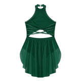 Girls Dance Performance Rhinestone Fringed Dress Figure Ice Skating Dancewear