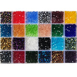24 Colour Bicone Crystal Glass Beads Set with Storage Case Sparkling Faceted Beads for Jewellery Making DIY Craft