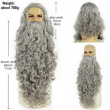 Wizard Santa Claus Long Curly Beard Wigs,Eyebrows Moustache Synthetic Wig Costume Old Men