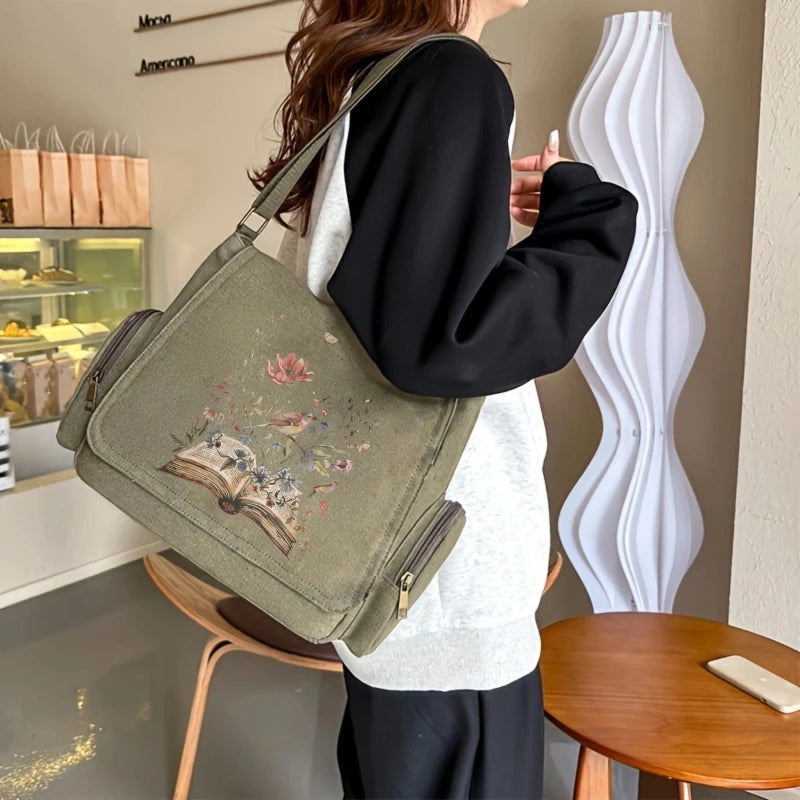 Wild Adventures Print Canvas Shoulder Bag Crossbody Messenger Bag