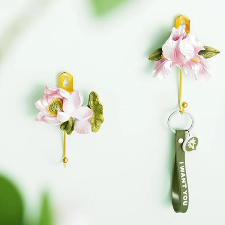Handpainted Resin Flowers Hooks Rose Lotus Peach Blossom Hydrangea plus more