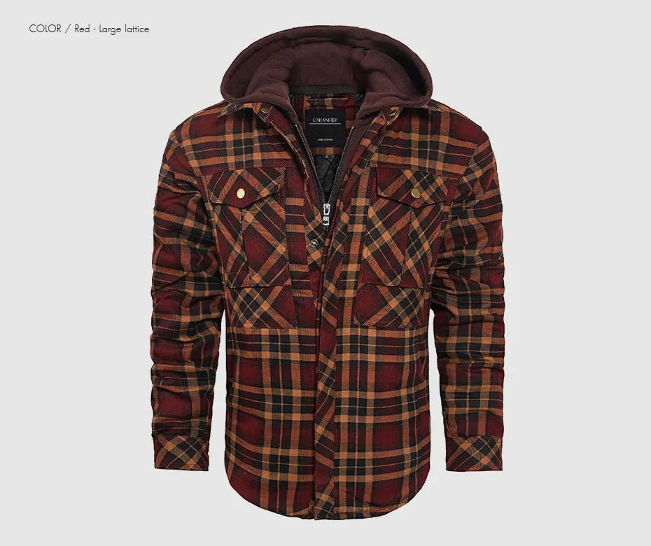 Woodsman Cotton Plaid Hooded Jacket Thick Warm Winter Plaid Shirts