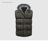 Woodsman Cotton Plaid Hooded Puffer Vest Jacket Thick Warm Winter Plaid Sleeveless Coat