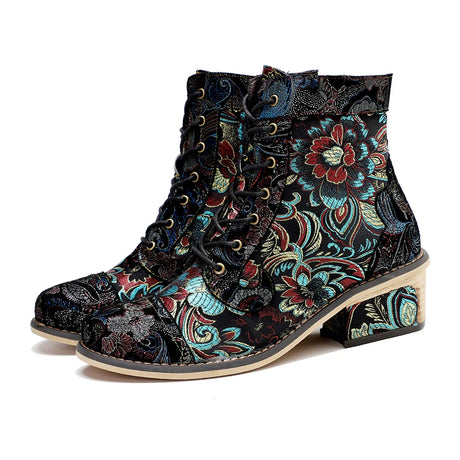 Mai's Embroidered Casual Short Boots Shoes