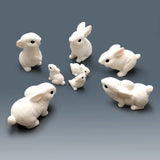 White Rabbits Resin Miniatures Easter Bunny Decoration Dollhouse Toys