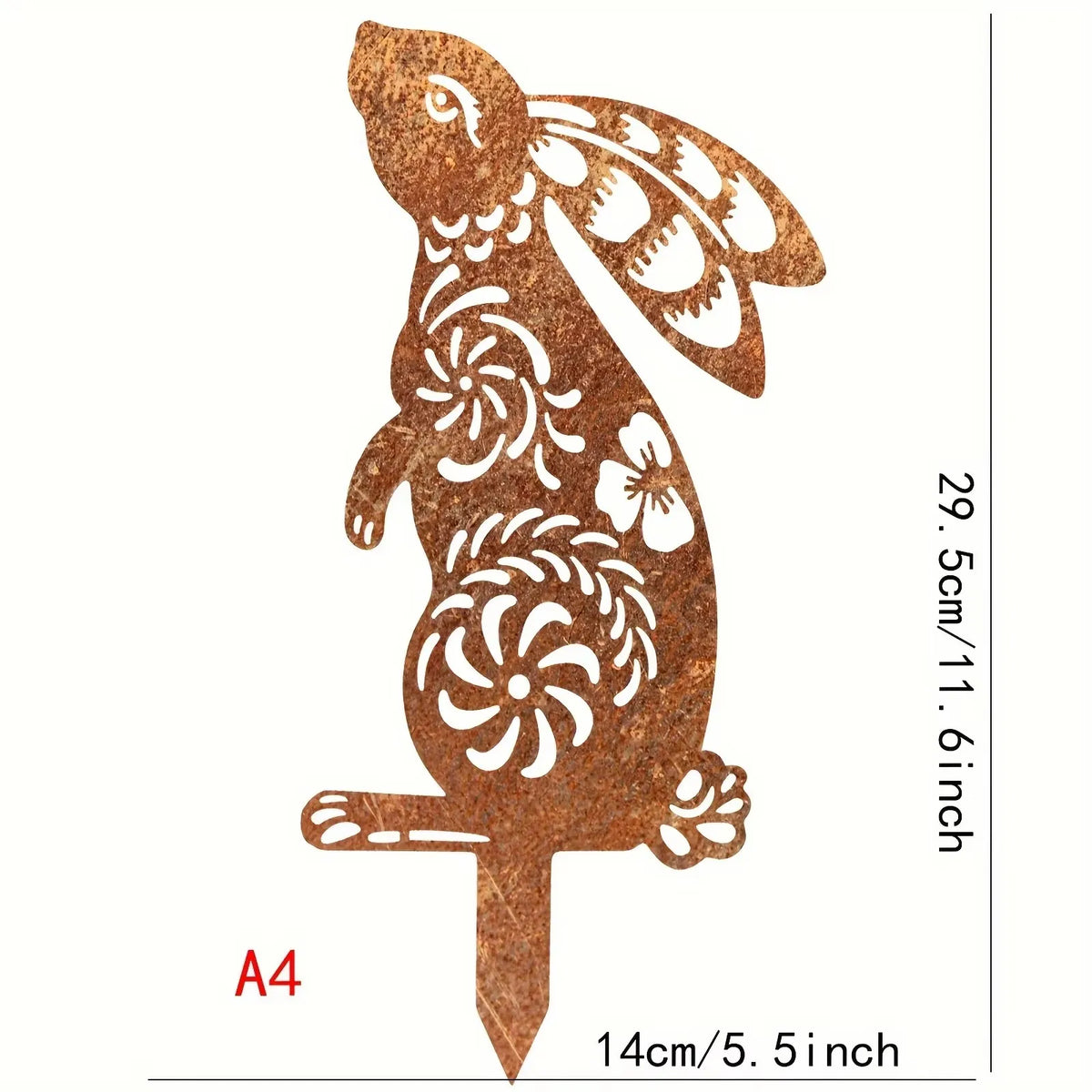 Rustic Metal Rabbit Garden Stake Rusty Bunny Silhouette