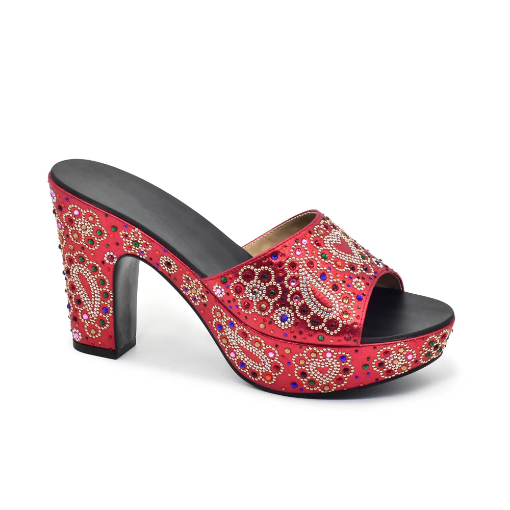 Paisley Summer Open Toe Platform High Heel Slides Shoes Comfortable Wedge Sandals