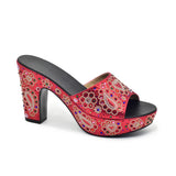 Paisley Summer Open Toe Platform High Heel Slides Shoes Comfortable Wedge Sandals