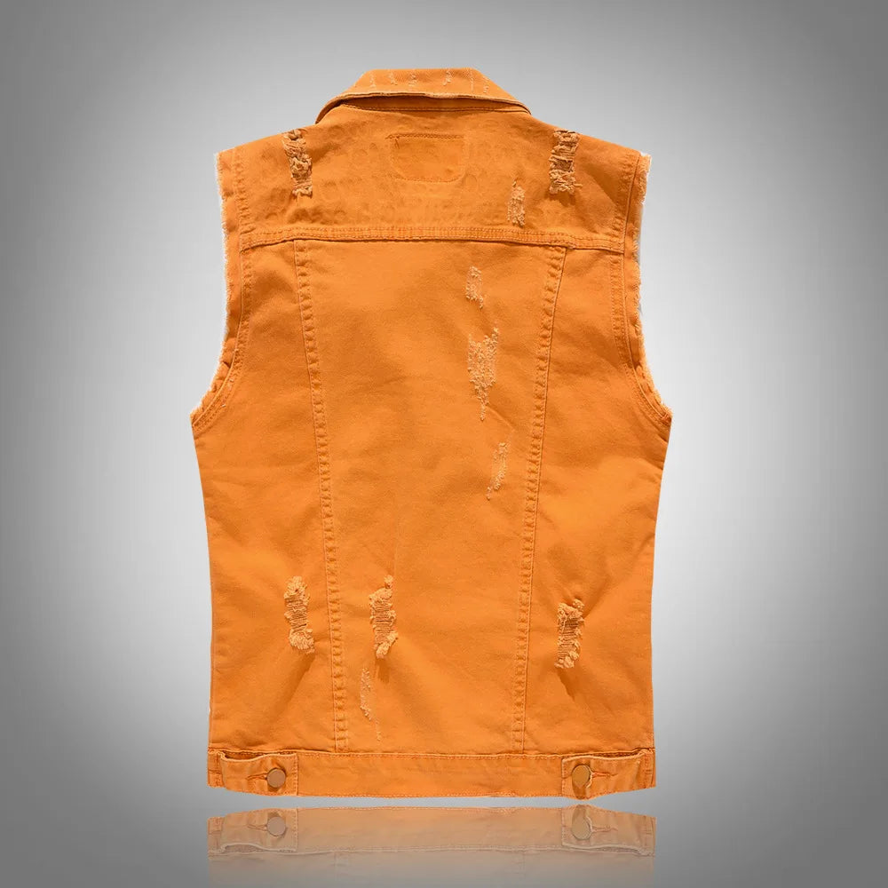 Woodsman Ripped Denim Vests Jackets