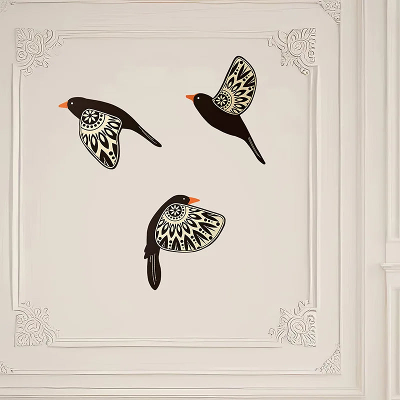 Set of Five Wooden Flying Birds Wall Decor