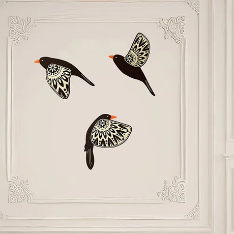 Set of Five Wooden Flying Birds Wall Decor